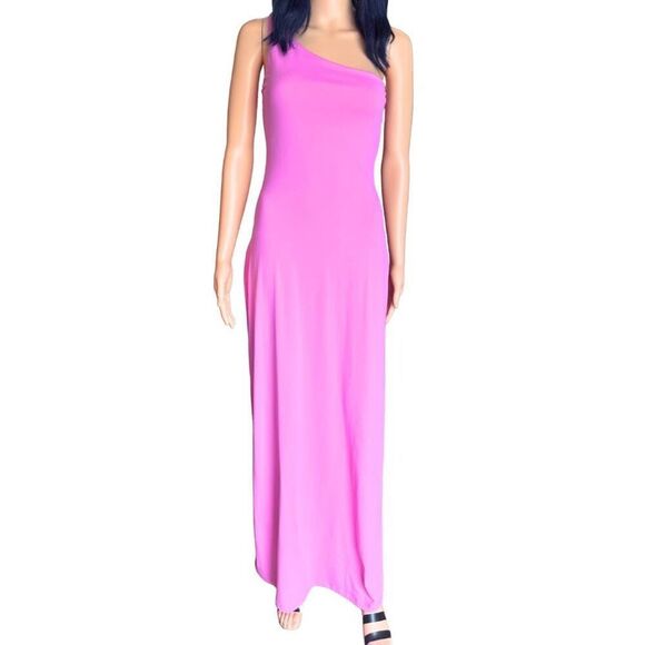 NEW Susana Monaco Pink One Shoulder Maxi Dress - Picture 4 of 6
